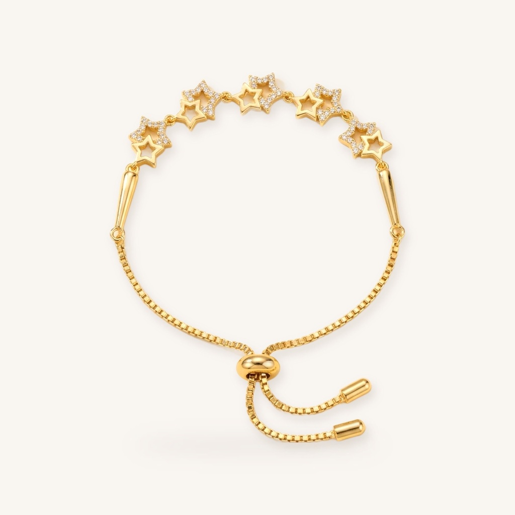 [VPULOL0906008] Pulsera Estrellas Brillantes · Oro Laminado 18K