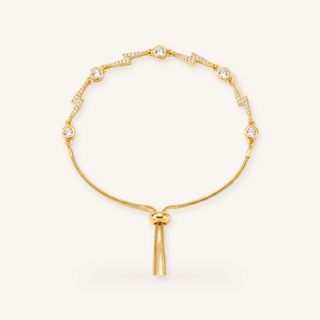 [VPULOL0906012] Pulsera Rayos Brillantes · Oro Laminado 18K