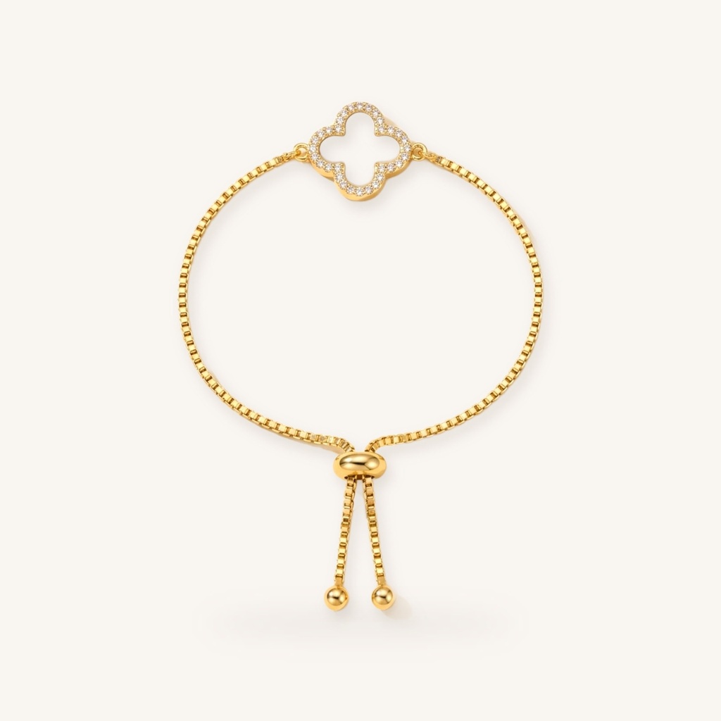 [VPULOL0906016] Pulsera Trébol Radiante · Oro Laminado 18K