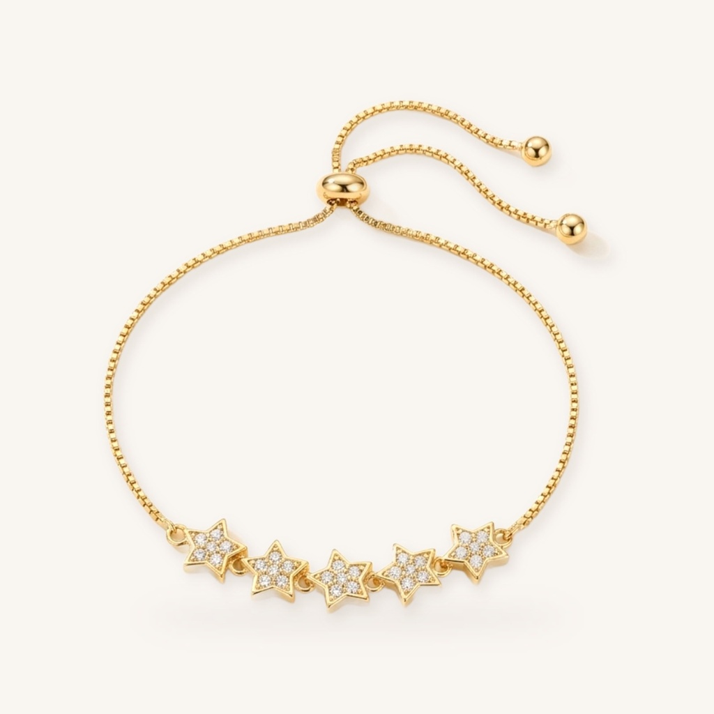 [VPULOL0906024] Pulsera Estrellas Radiantes · Oro Laminado 18K