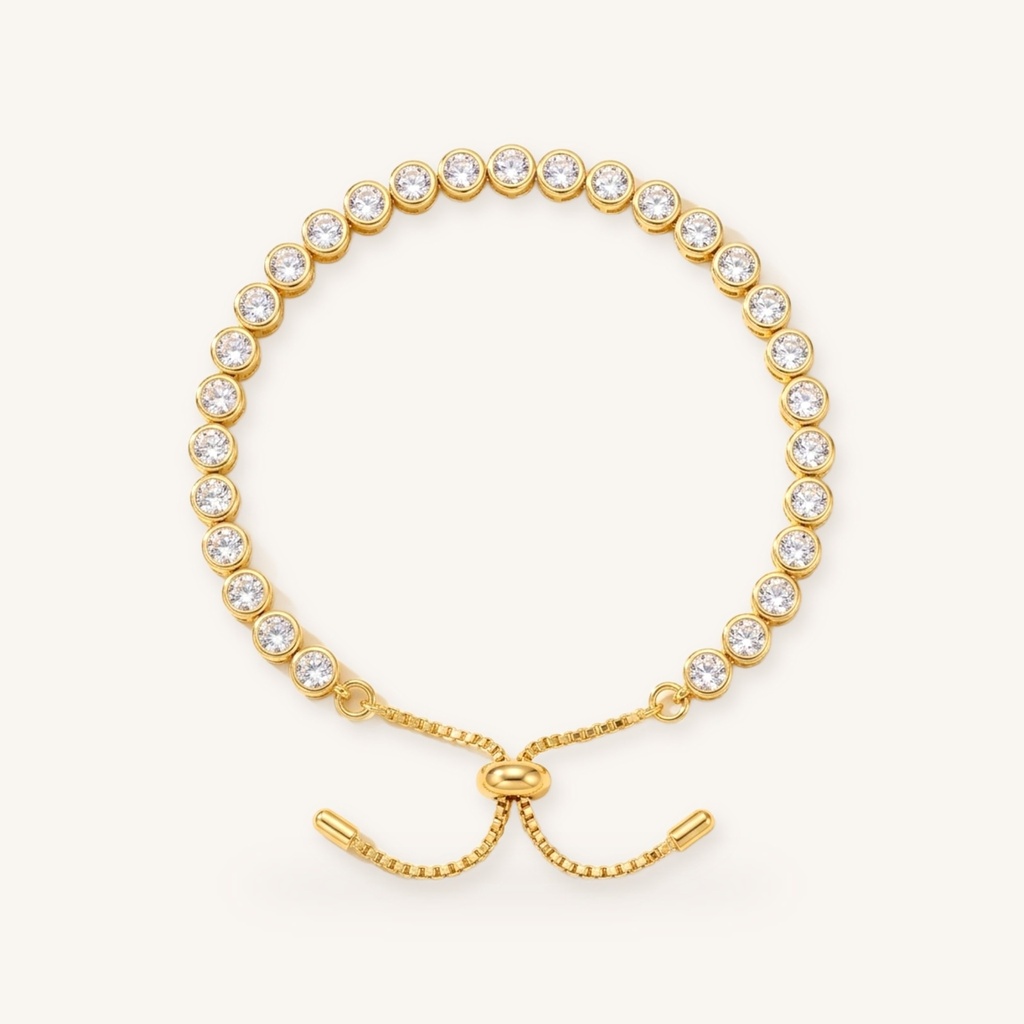 [VPULOL0906026] Pulsera Cristales Biselados · Oro Laminado 18K