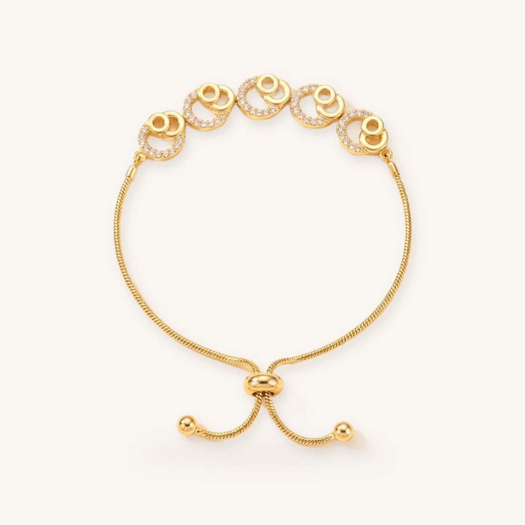 [VPULOL0906028] Pulsera Círculos Radiantes · Oro Laminado 18K