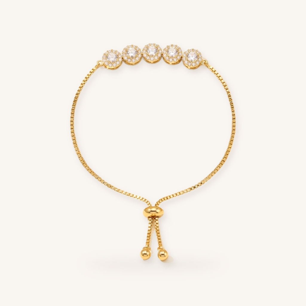 [VPULOL0906031] Pulsera Halos de Cristal · Oro Laminado 18K