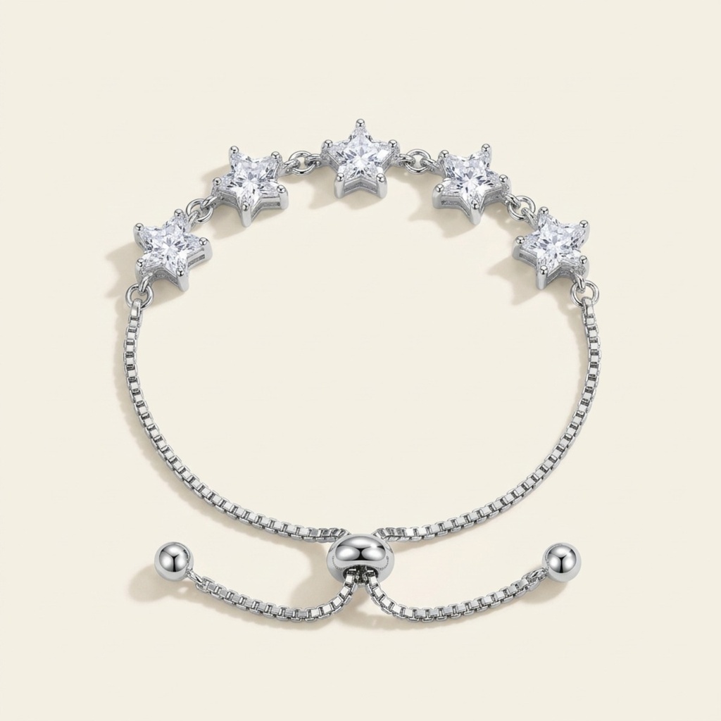 [VPULRD0906038] Pulsera Estrellas Brillantes · Baño de Rodio