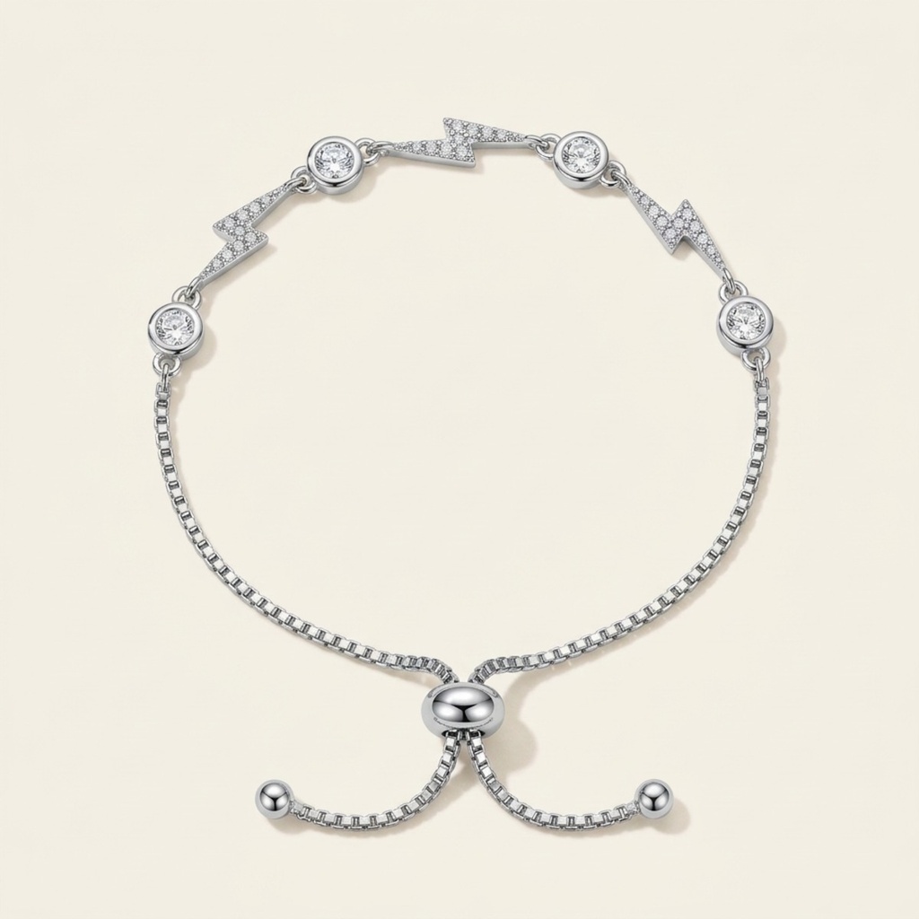 [VPULRD0906042] Pulsera Rayos Brillantes · Baño de Rodio