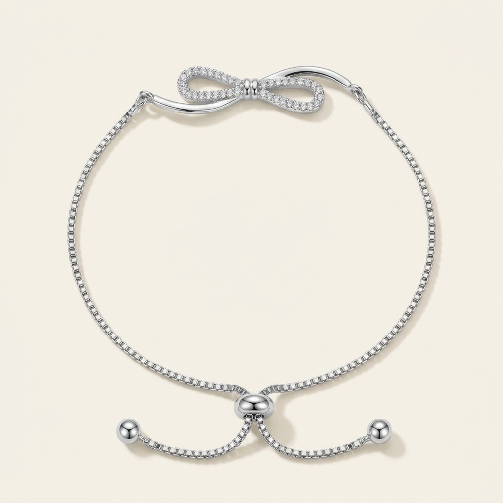 [VPULRD0906043] Pulsera Moño Radiante · Baño de Rodio