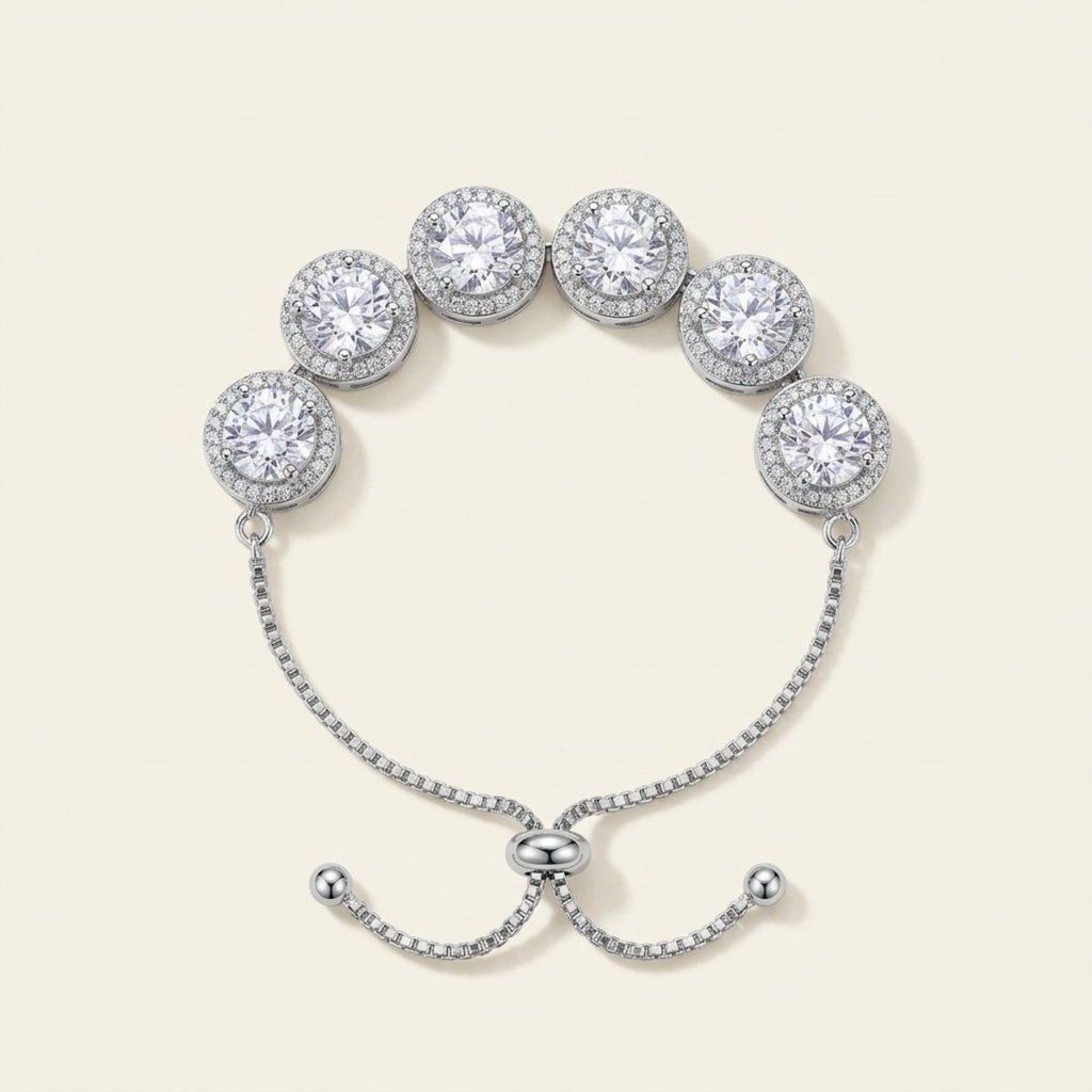 [VPULRD0906044] Pulsera Halo Radiante · Baño de Rodio
