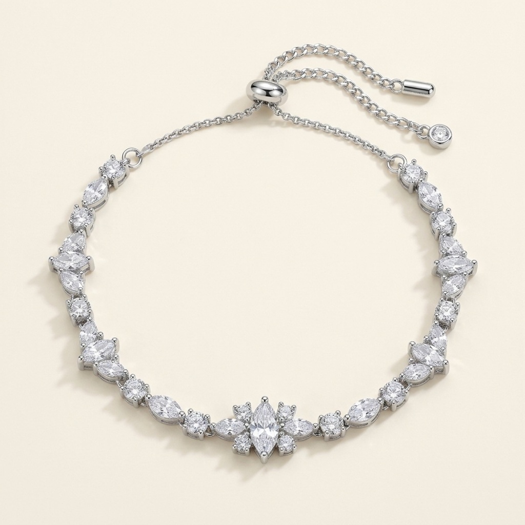 [VPULRD0906056] Pulsera Flor Marquesa · Baño de Rodio