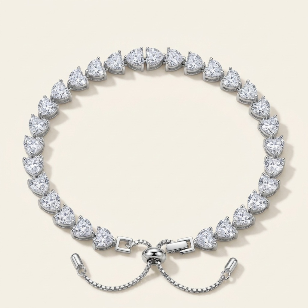 [VPULRD0906059] Pulsera Corazones Radiantes · Baño de Rodio