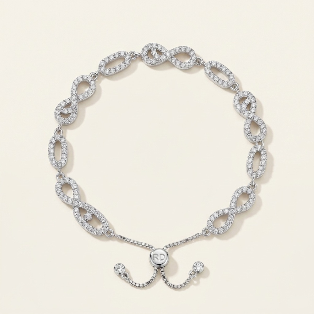 [VPULRD0906066] Pulsera Infinito Brillante · Baño de Rodio