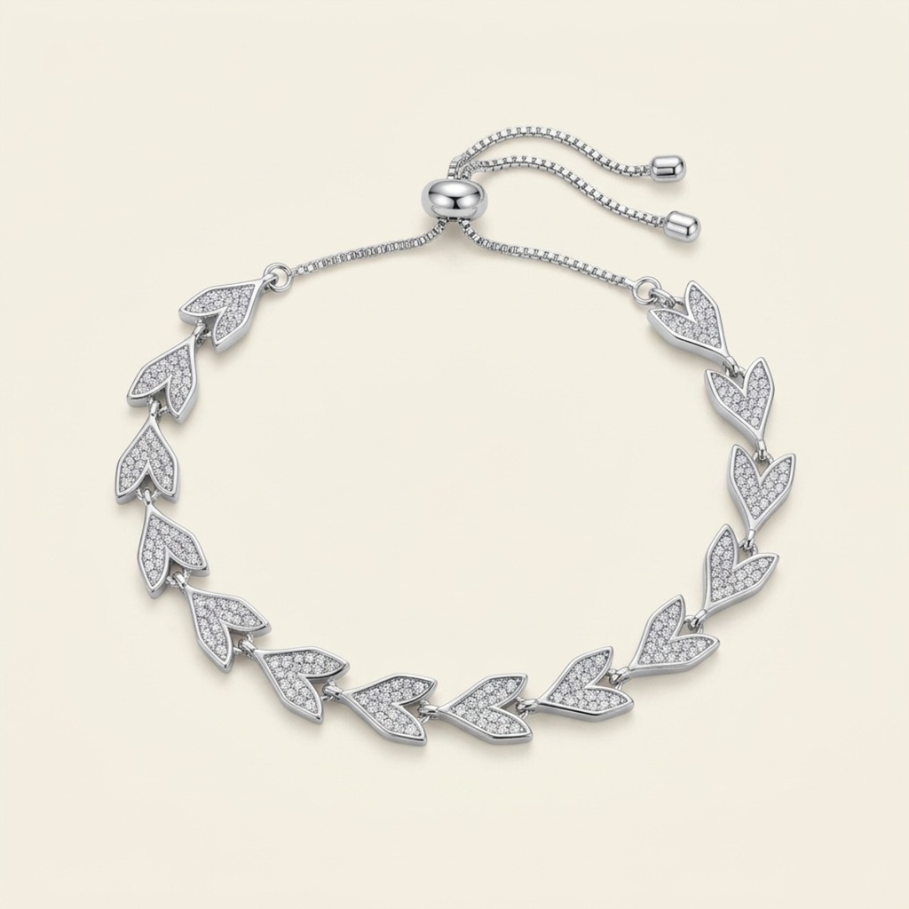 [VPULRD0906075] Pulsera Espiga de Cristales · Baño de Rodio