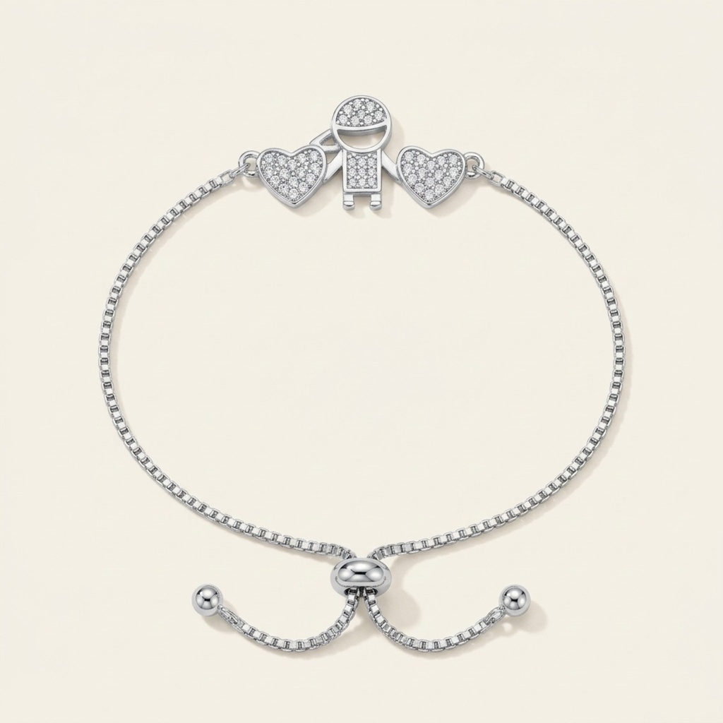 [VPULRD0906077] Pulsera Niño y Corazones · Baño de Rodio