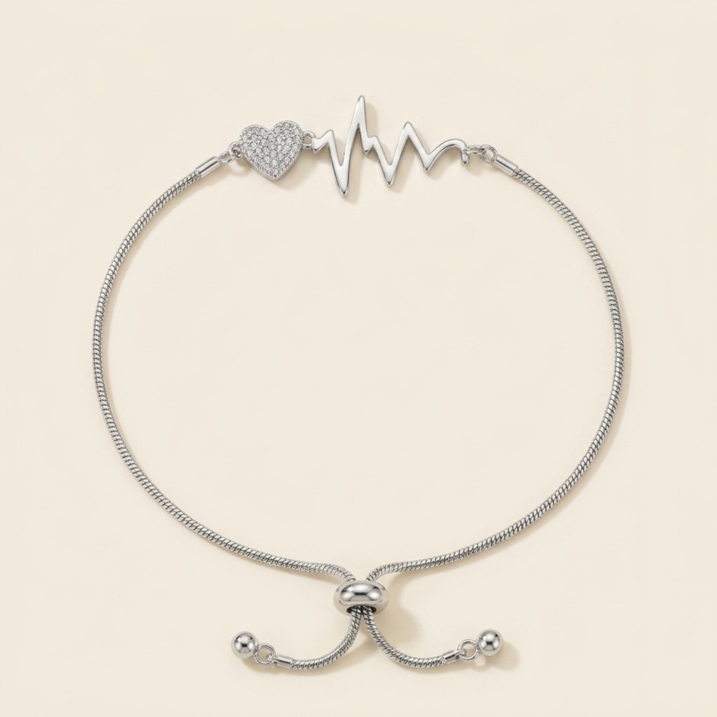 [VPULRD0906079] Pulsera Corazón Latido · Baño de Rodio
