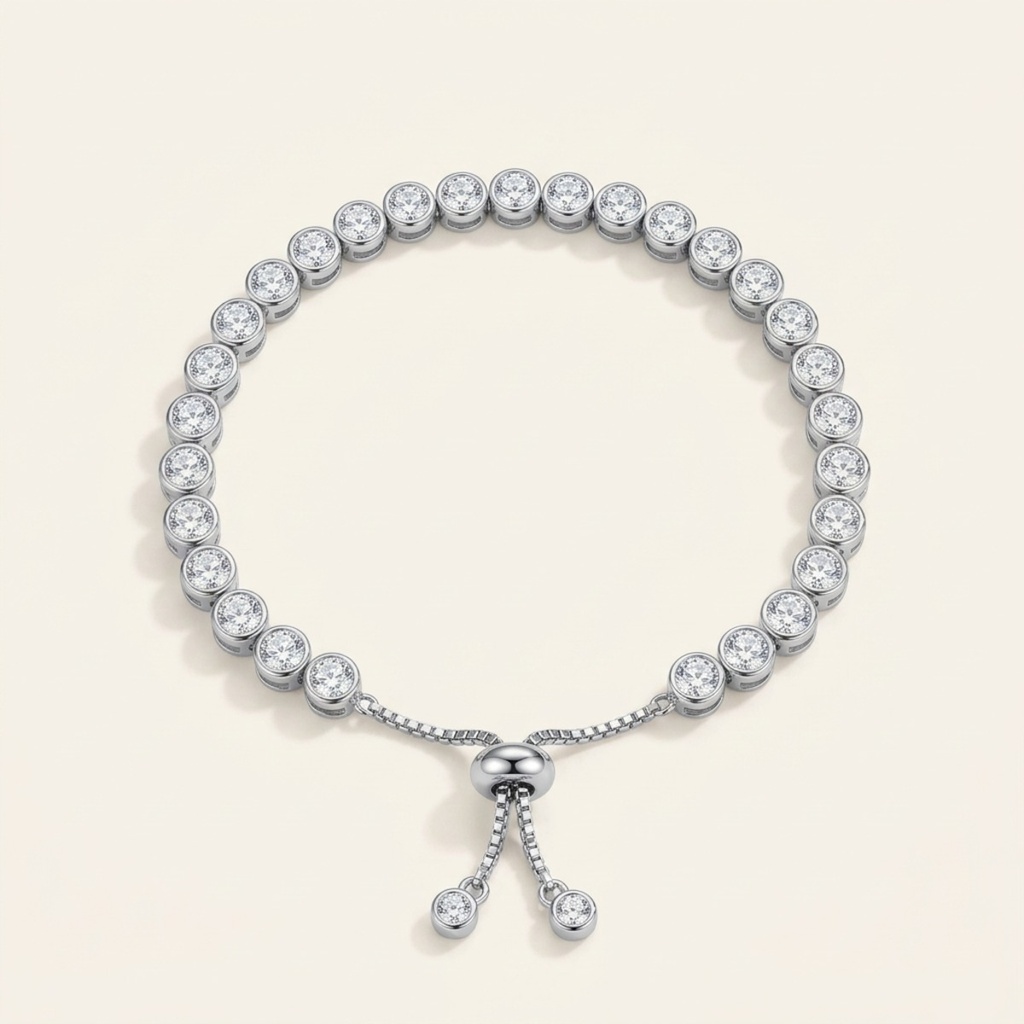 [VPULRD0906080] Pulsera Tenis Cristales Radiantes · Baño de Rodio