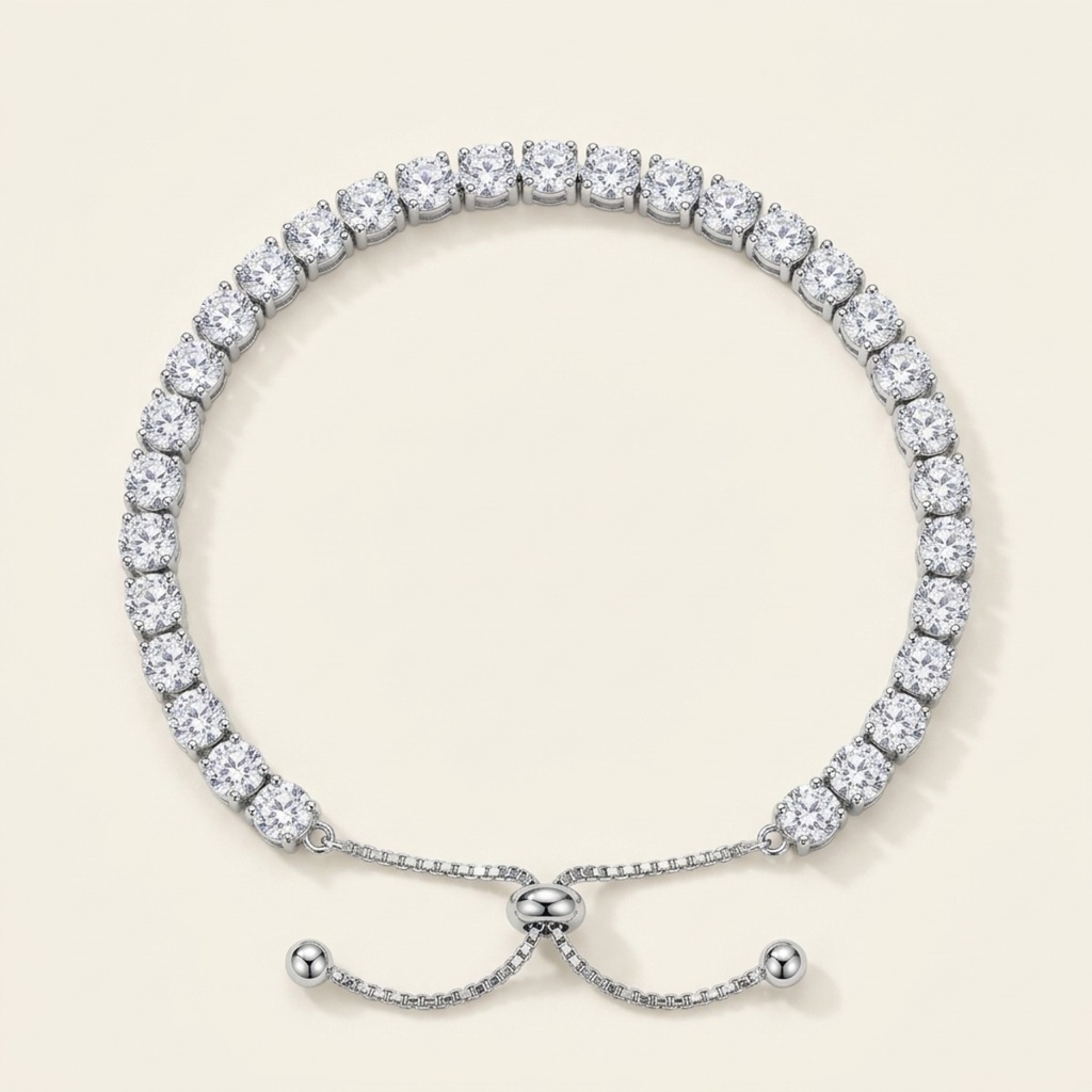 [VPULRD0906081] Pulsera Tennis Cristales Brillantes · Baño de Rodio