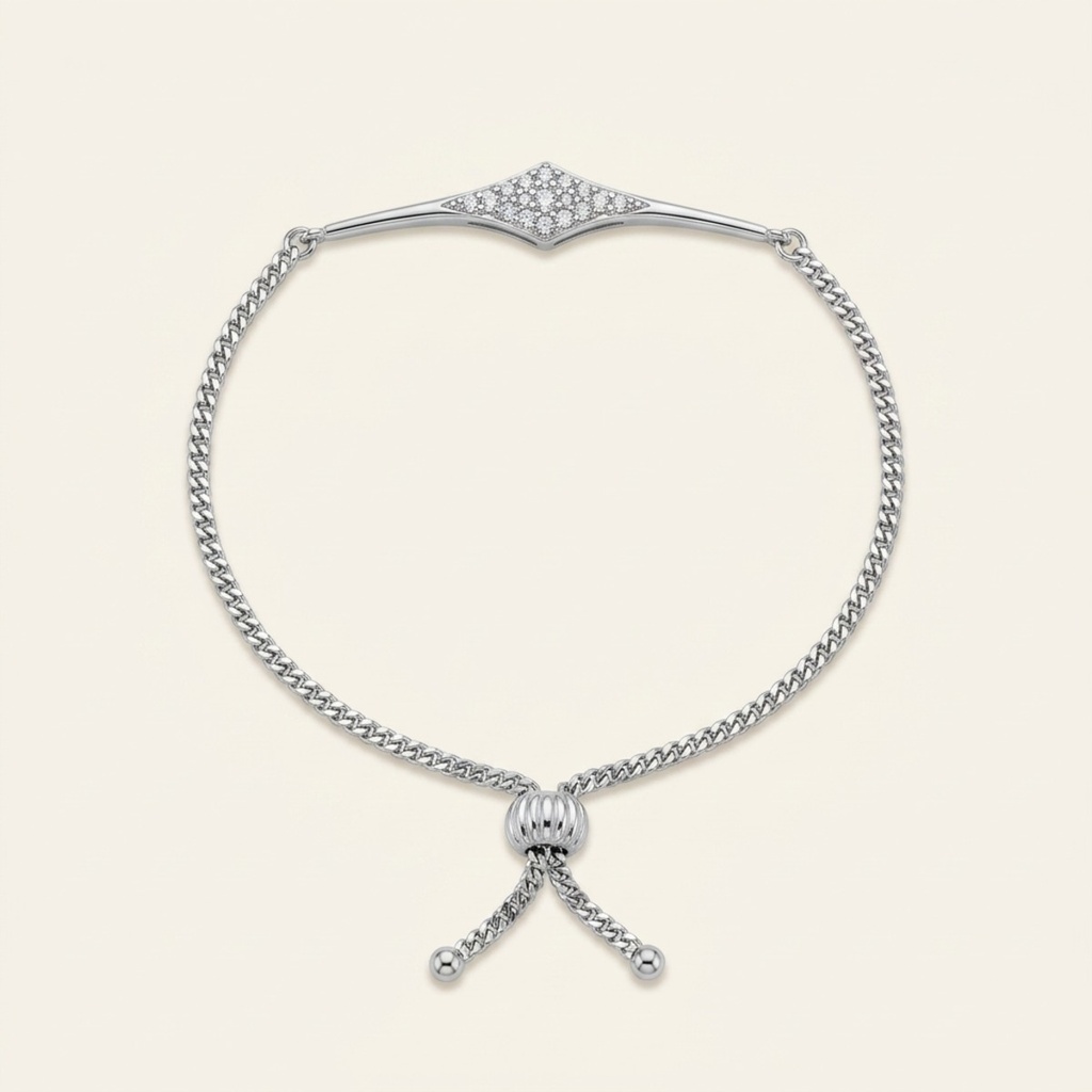 [VPULRD0906084] Pulsera Rombo Brillante · Baño de Rodio