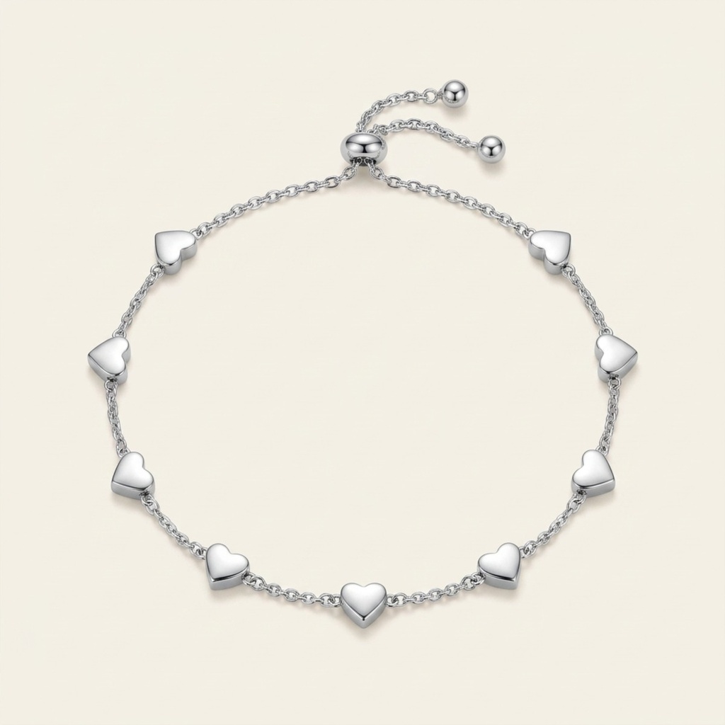 [VPULRD0906085] Pulsera Corazones Delicados · Baño de Rodio
