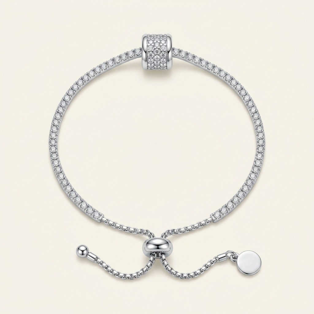 [VPULRD0906089] Pulsera Cilindro Brillante · Baño de Rodio