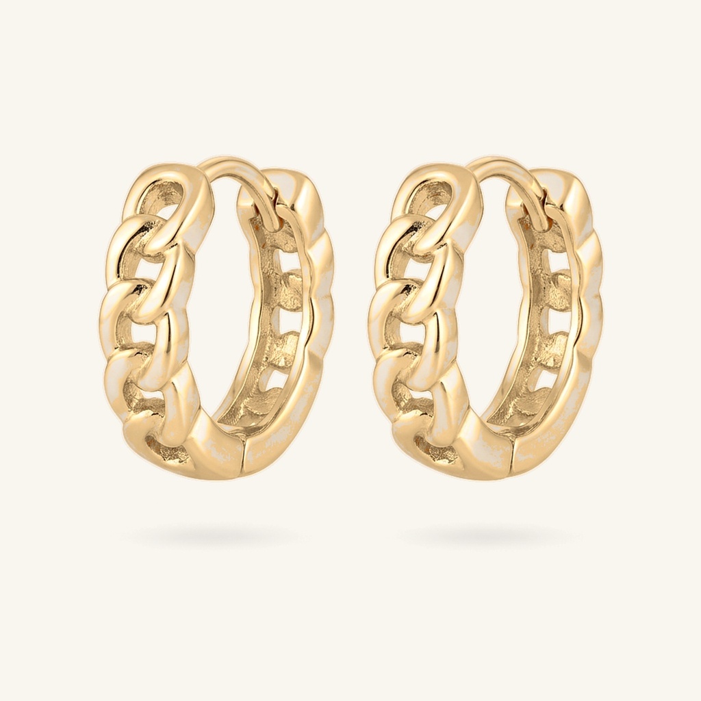 [VHUGOL0906156] Huggies Eslabón Cubano · Oro Laminado 18K
