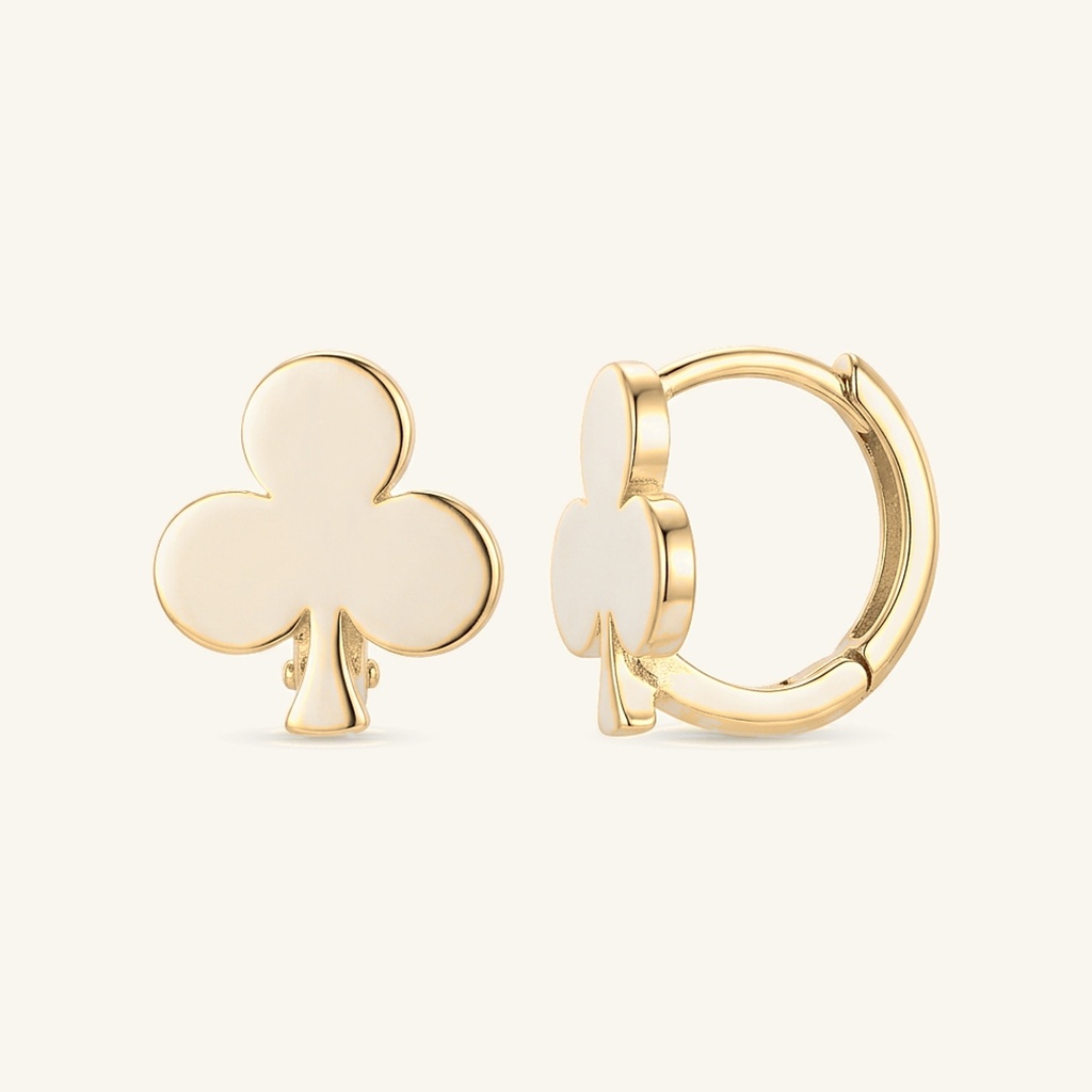 [VHUGOL0906179] Huggies Trébol Blanco · Oro Laminado 18K