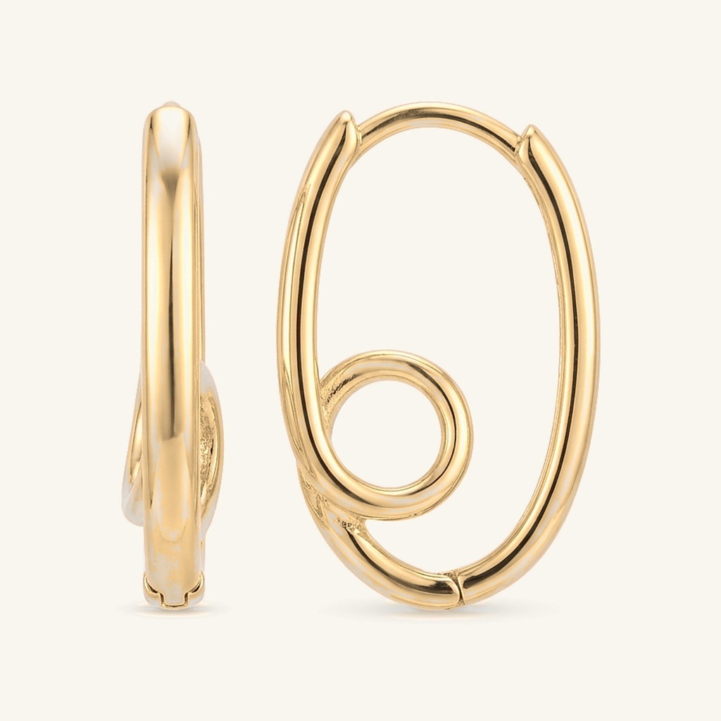 [VHUGOL0906265] Huggies Óvalo Espiral · Oro Laminado 18K