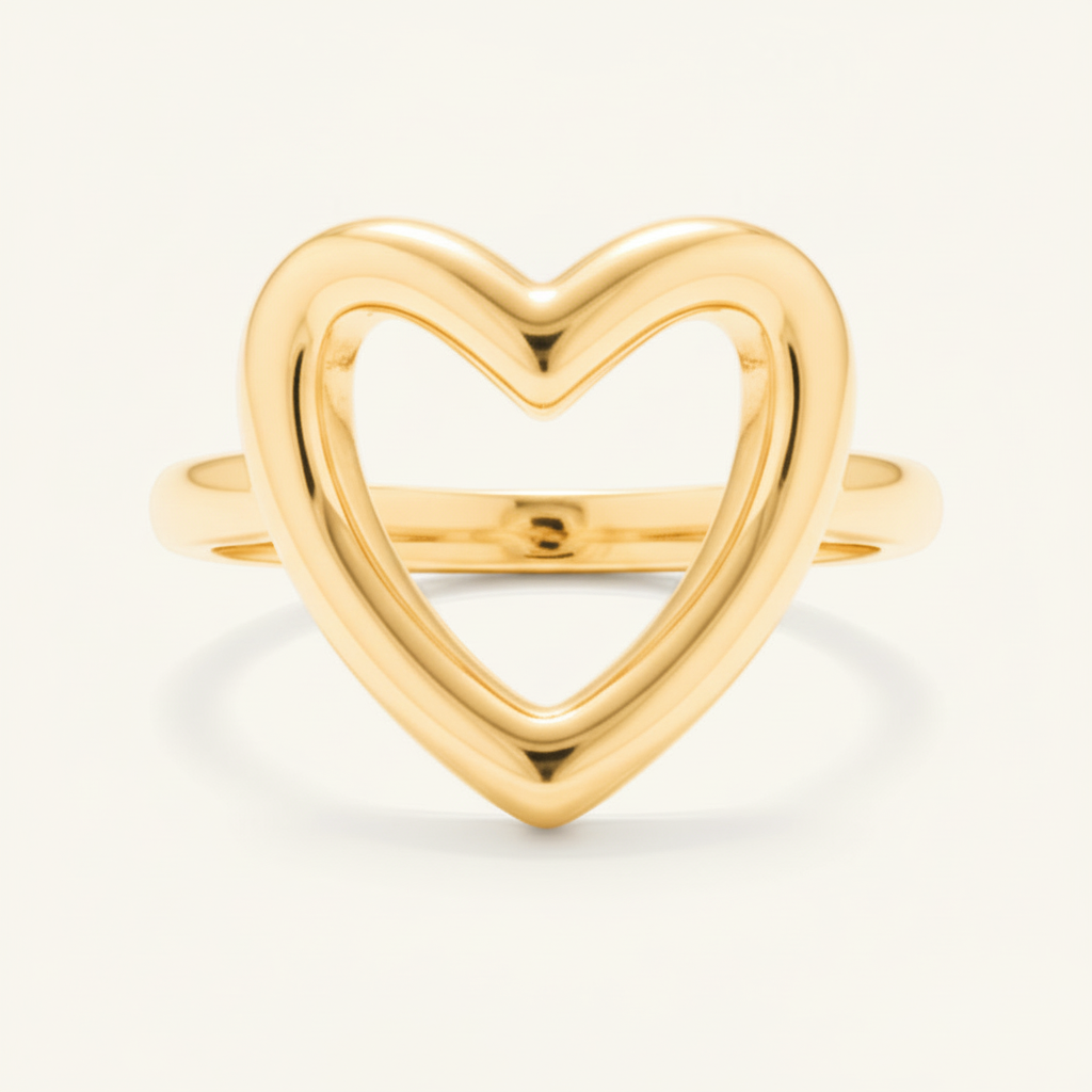 [VANIPL106001] Anillo Corazón Abierto · Oro Laminado 18K