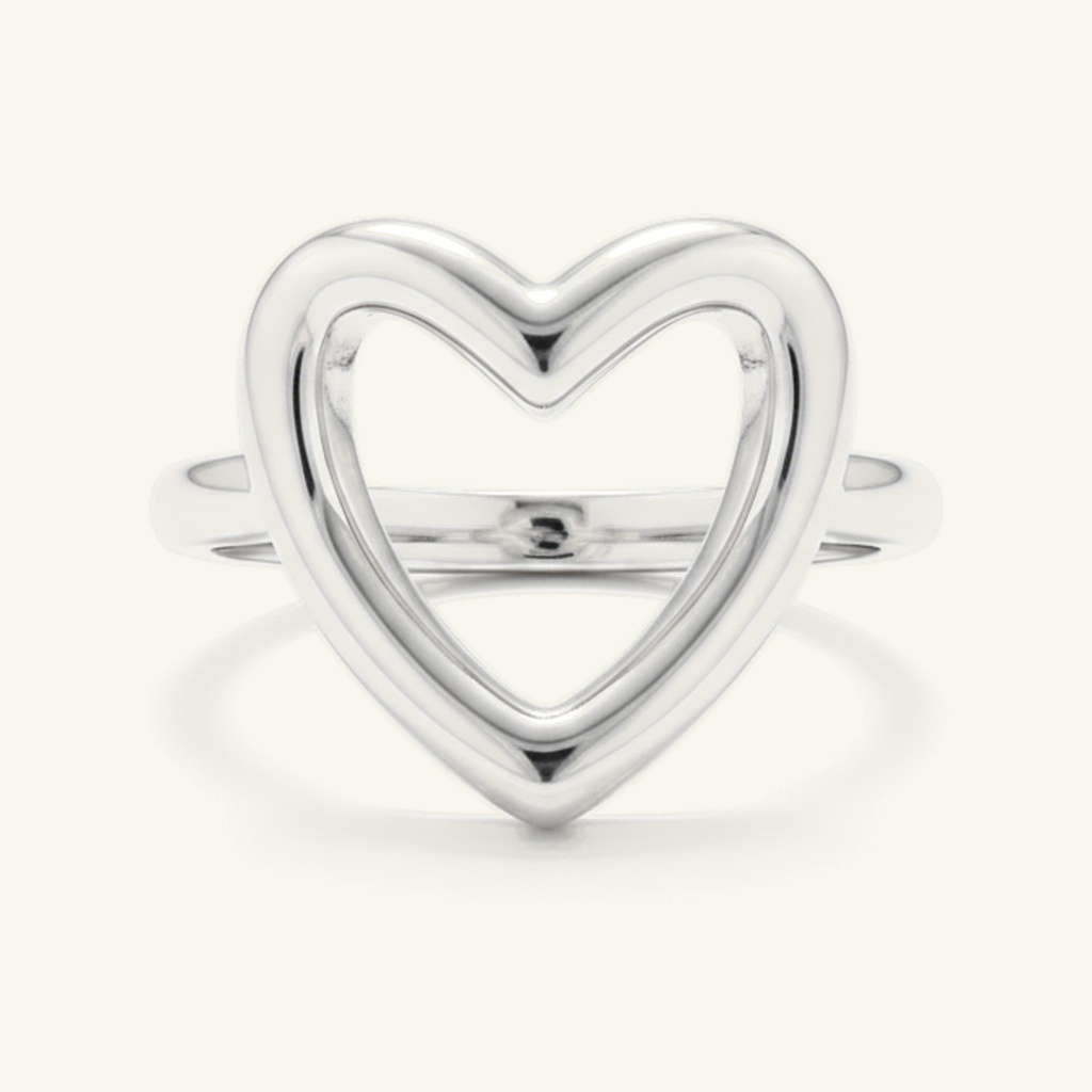 [VANIPL106002] Anillo Corazón Abierto · Laminado de Plata