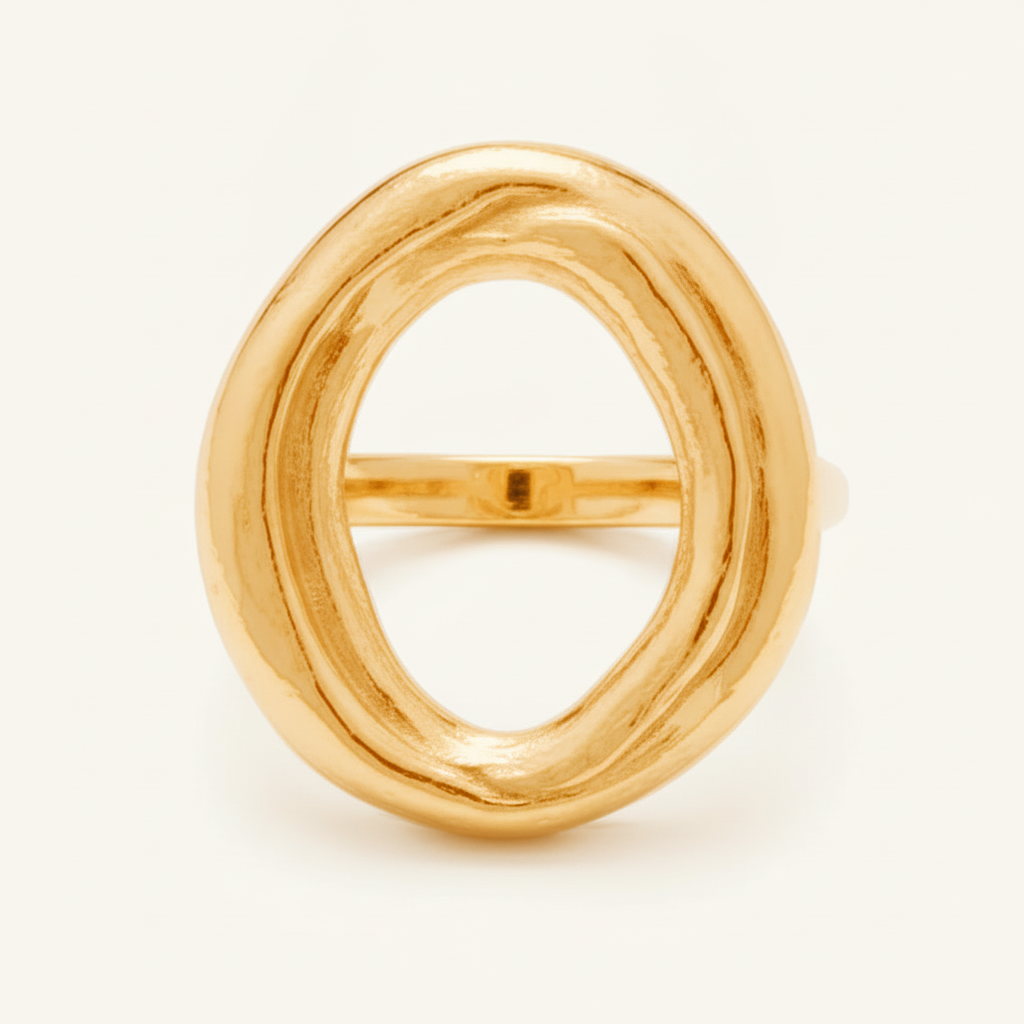 [VANIPL106003] Anillo Óvalo Orgánico · Oro Laminado 18K