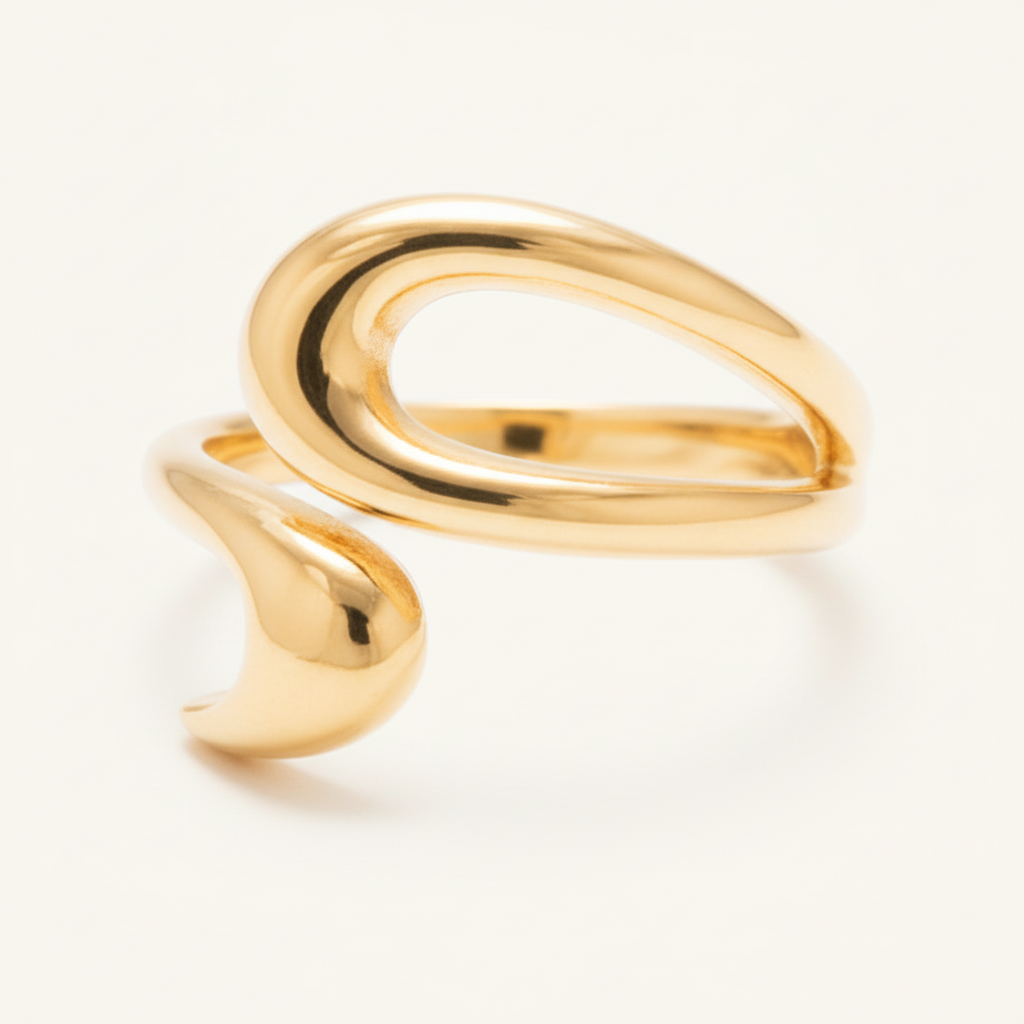 [VANIPL106005] Anillo Onda Abstracta · Oro Laminado 18K