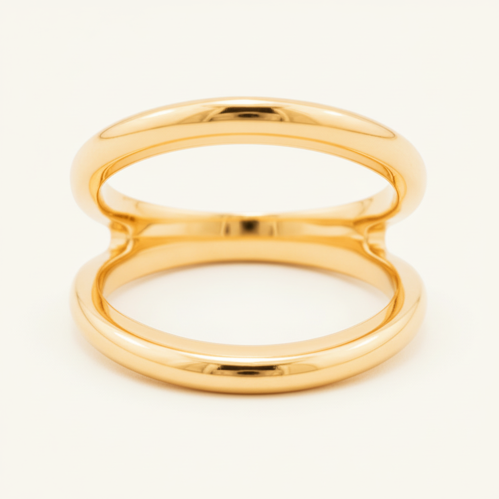 [VANIPL106009] Anillo Doble Banda Lisa · Oro Laminado 18K