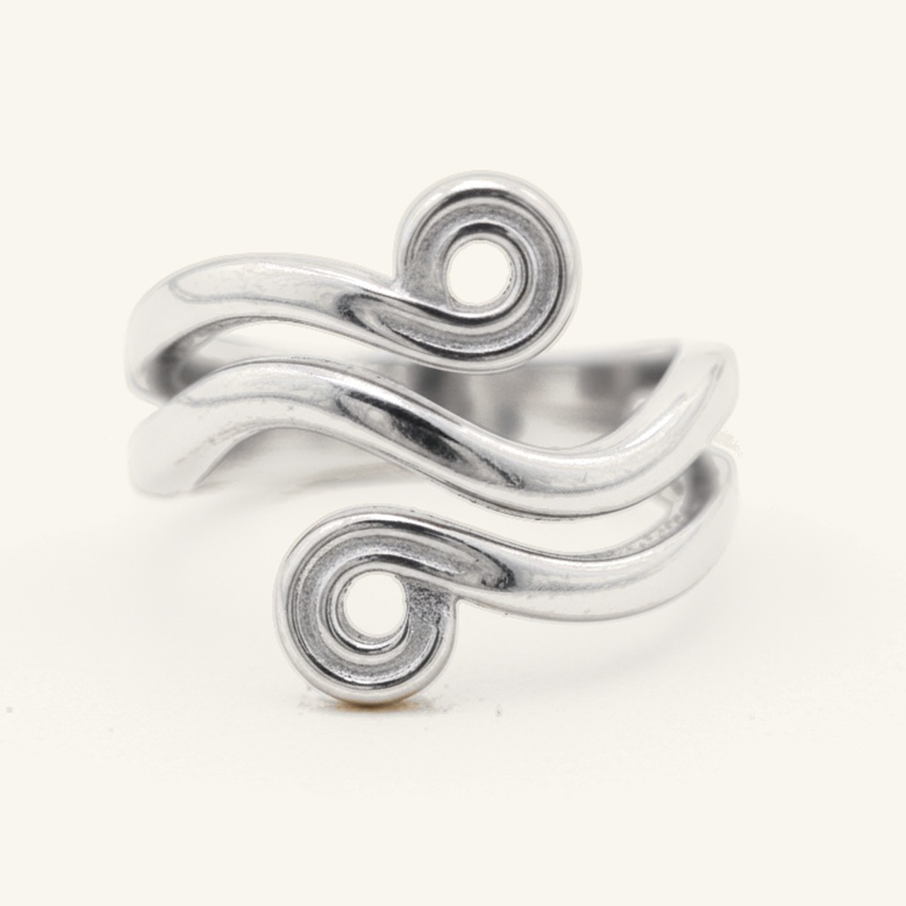[VANIPL106012] Anillo Espirales Ondas · Laminado de Plata