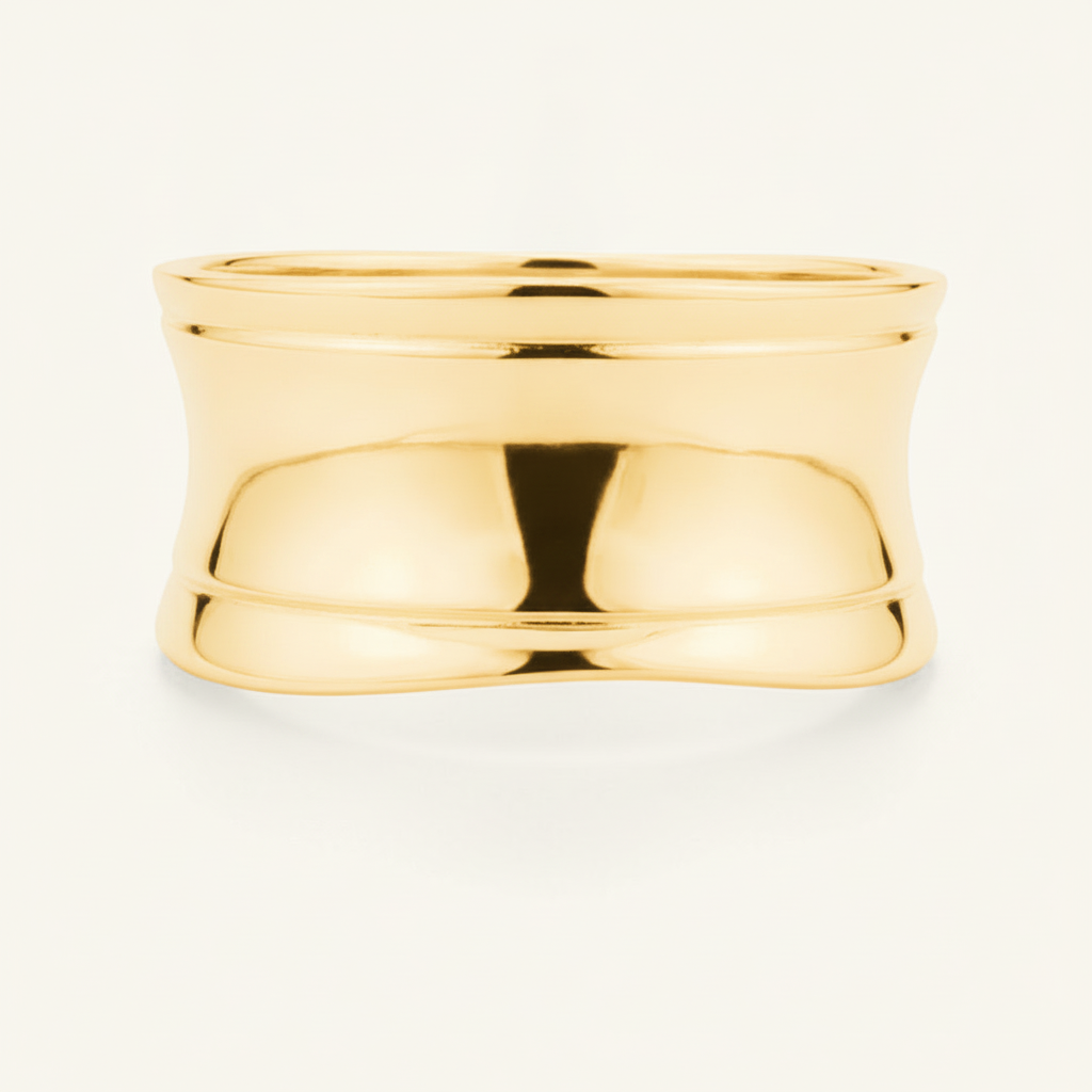 [VANIPL106015] Anillo Cóncavo Brillante · Oro Laminado 18K
