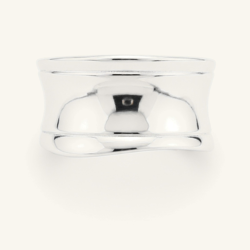 [VANIPL106016] Anillo Ancho Ondulado · Laminado de Plata