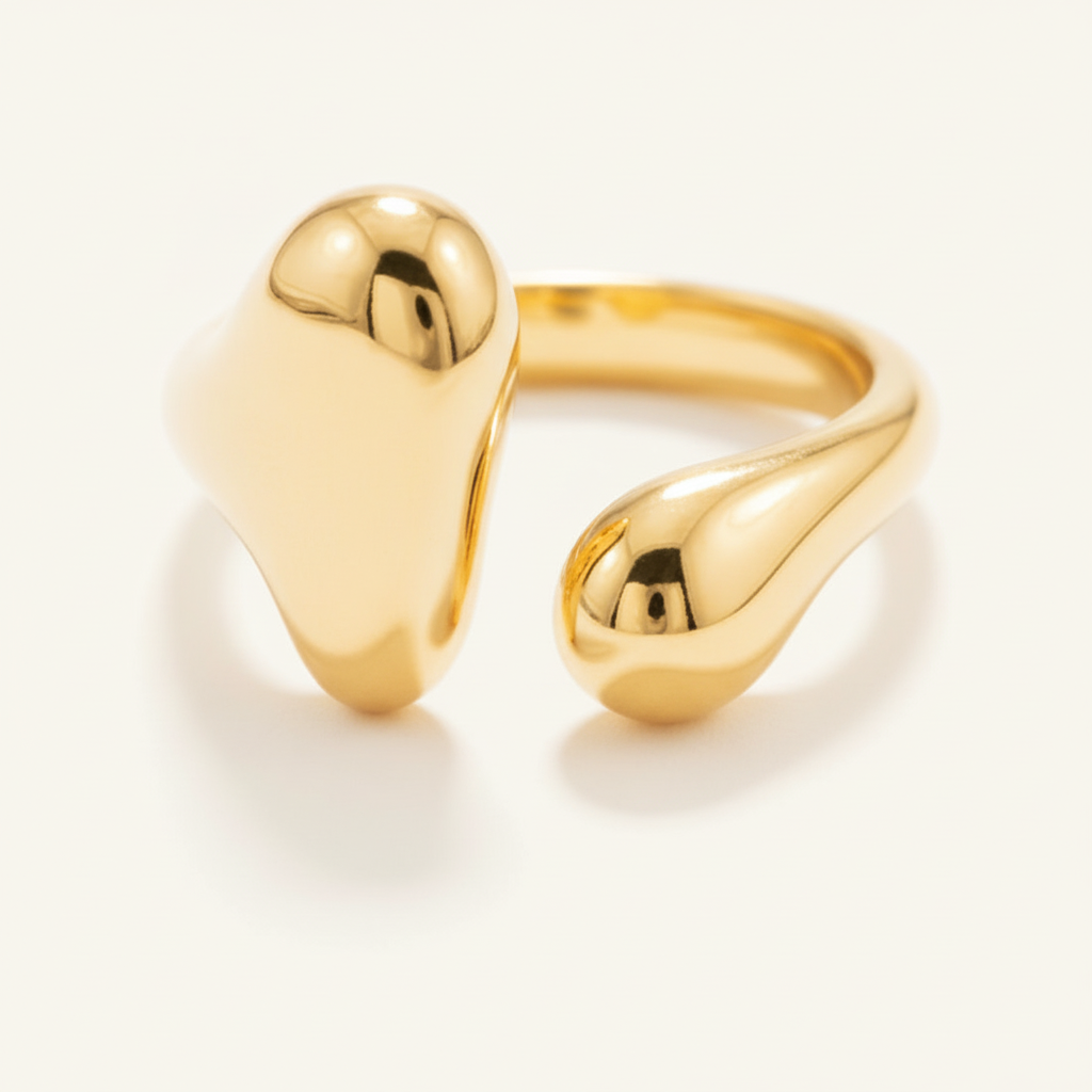 [VANIPL106023] Anillo Gota Orgánica Abierta · Oro Laminado 18K