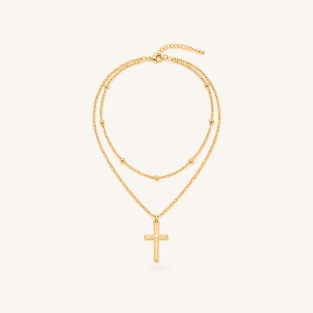 Gargantilla Doble Cruz · Oro Laminado 18K