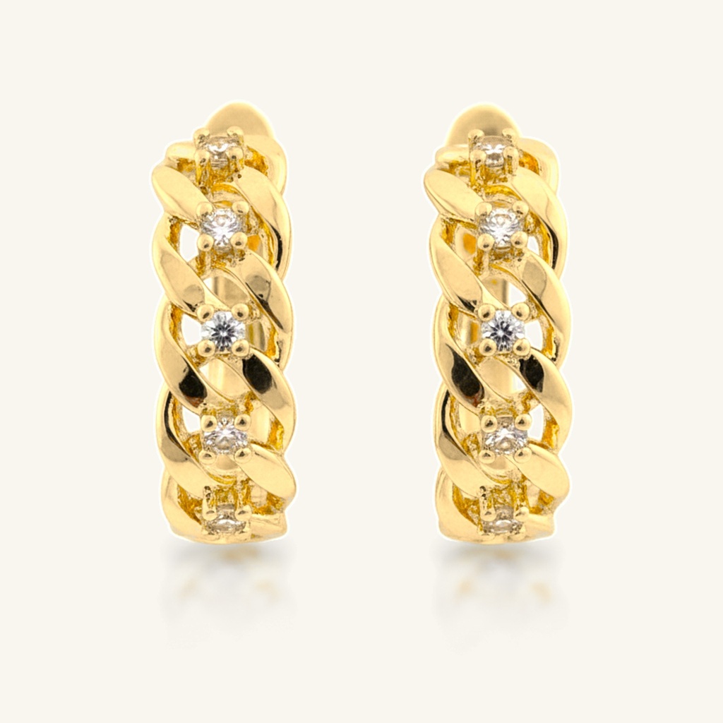 Aretes Tejidos con Cristales · Oro Laminado 18K