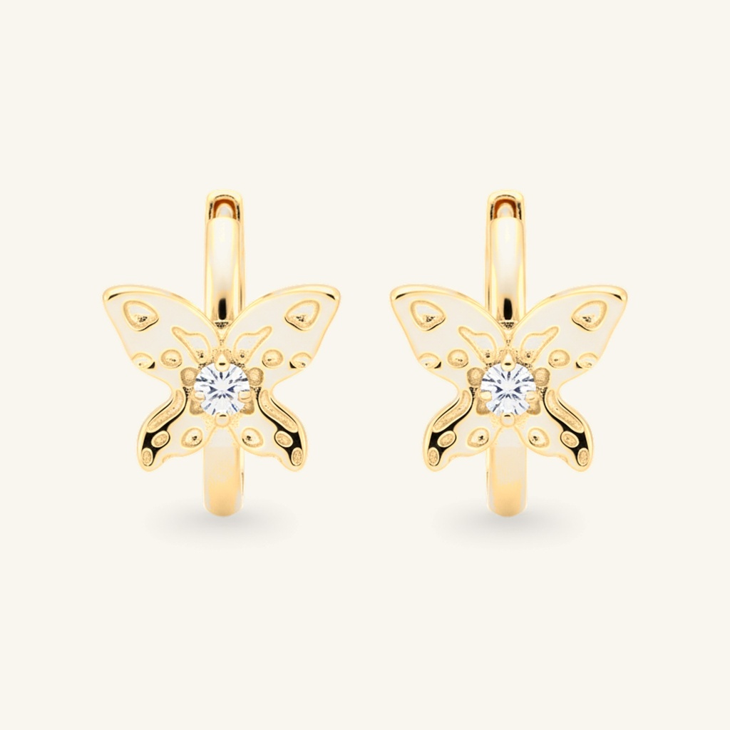 Huggies Mariposa Blanca · Oro Laminado 18K