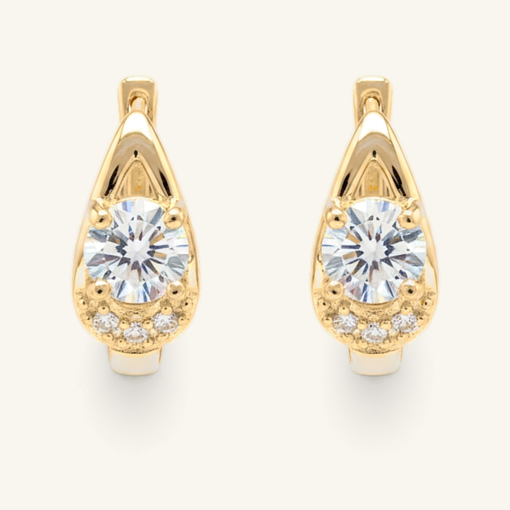 Huggies Gota Con Cristales · Oro Laminado 18K