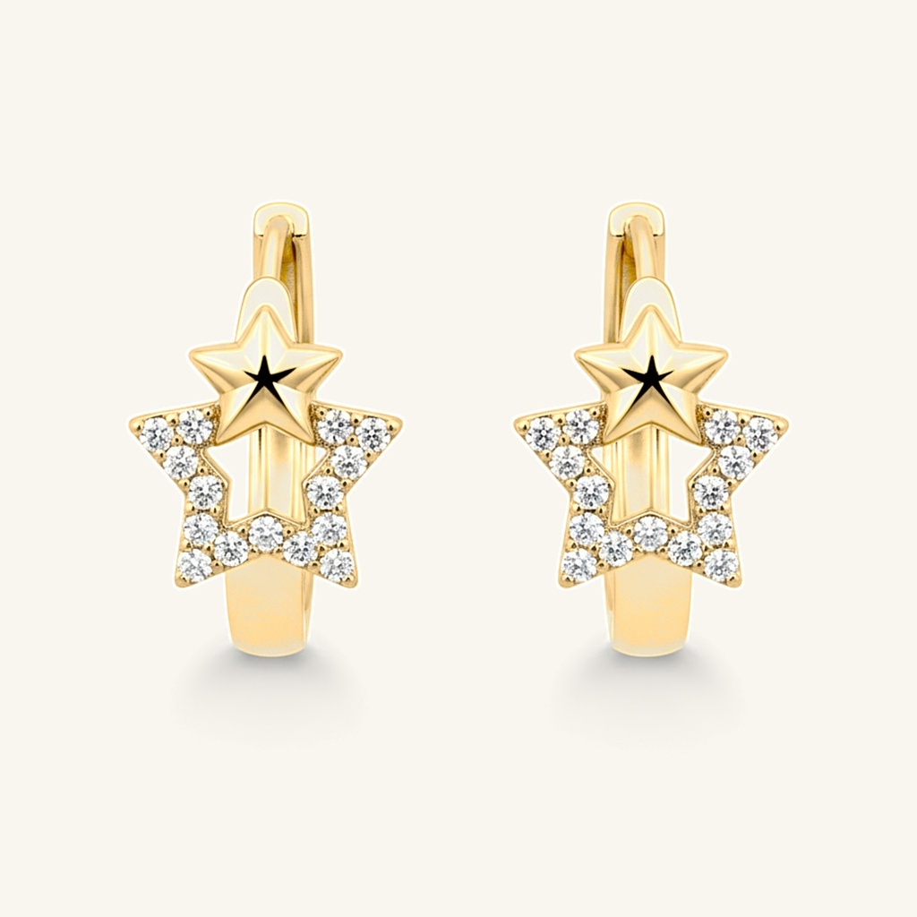 Huggies Doble Estrella Brillante · Oro Laminado 18K