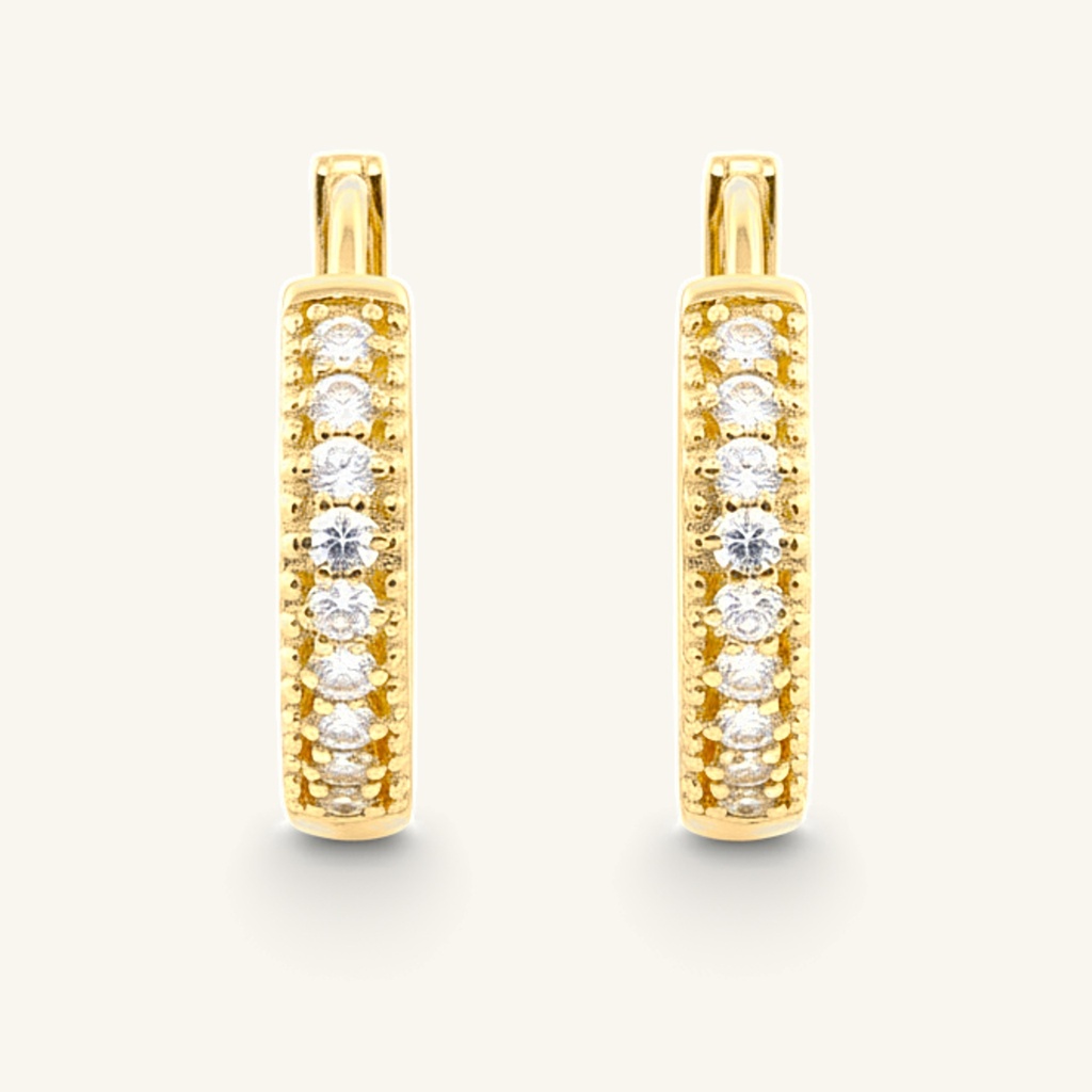Huggies Doble Hilera Cristales · Oro Laminado 18K