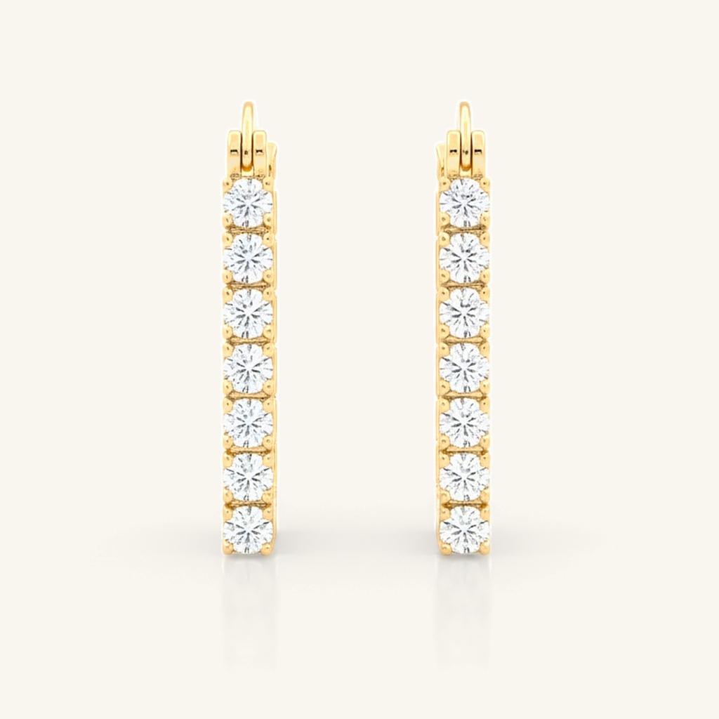 Arracadas Línea de Cristales · Oro Laminado 18K