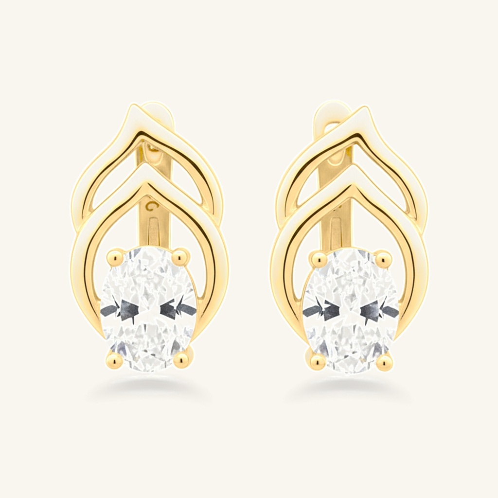 Aretes Estilo Hojas Cristal · Oro Laminado 18K