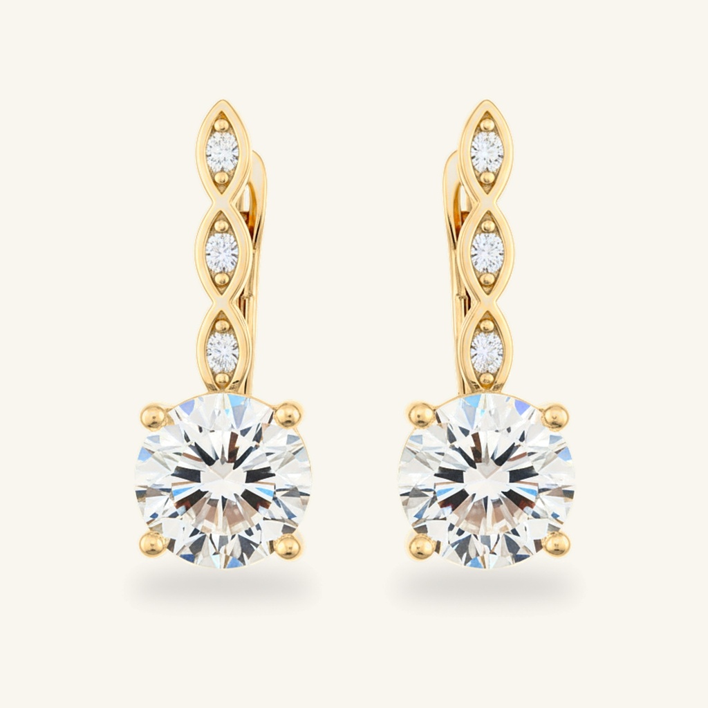 Aretes Colgantes Solitario Brillante · Oro Laminado 18K