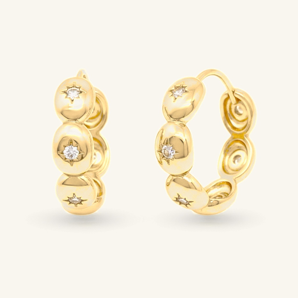 Arracadas Estrellas Brillantes · Oro Laminado 18K