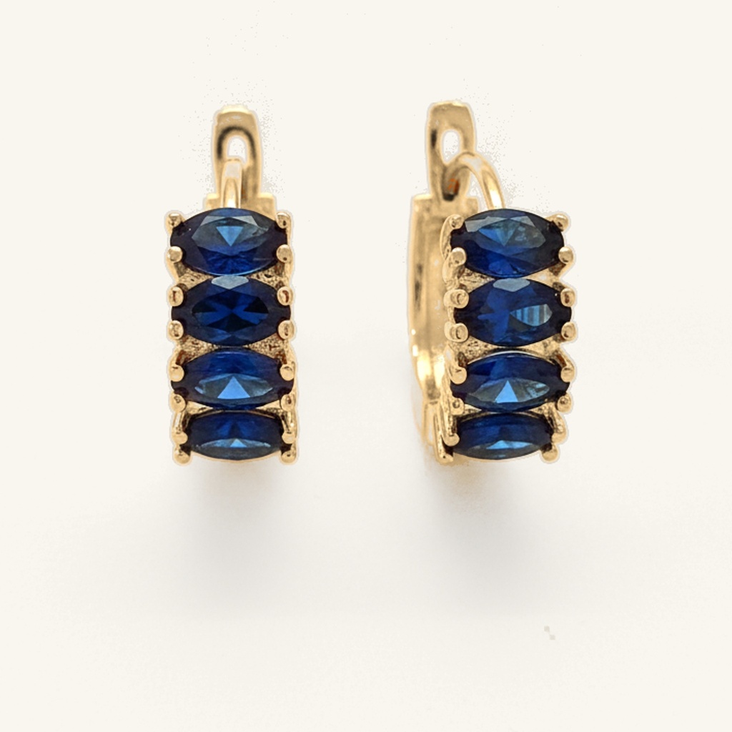 Huggies Cuatro Cristales Azules · Oro Laminado 18K