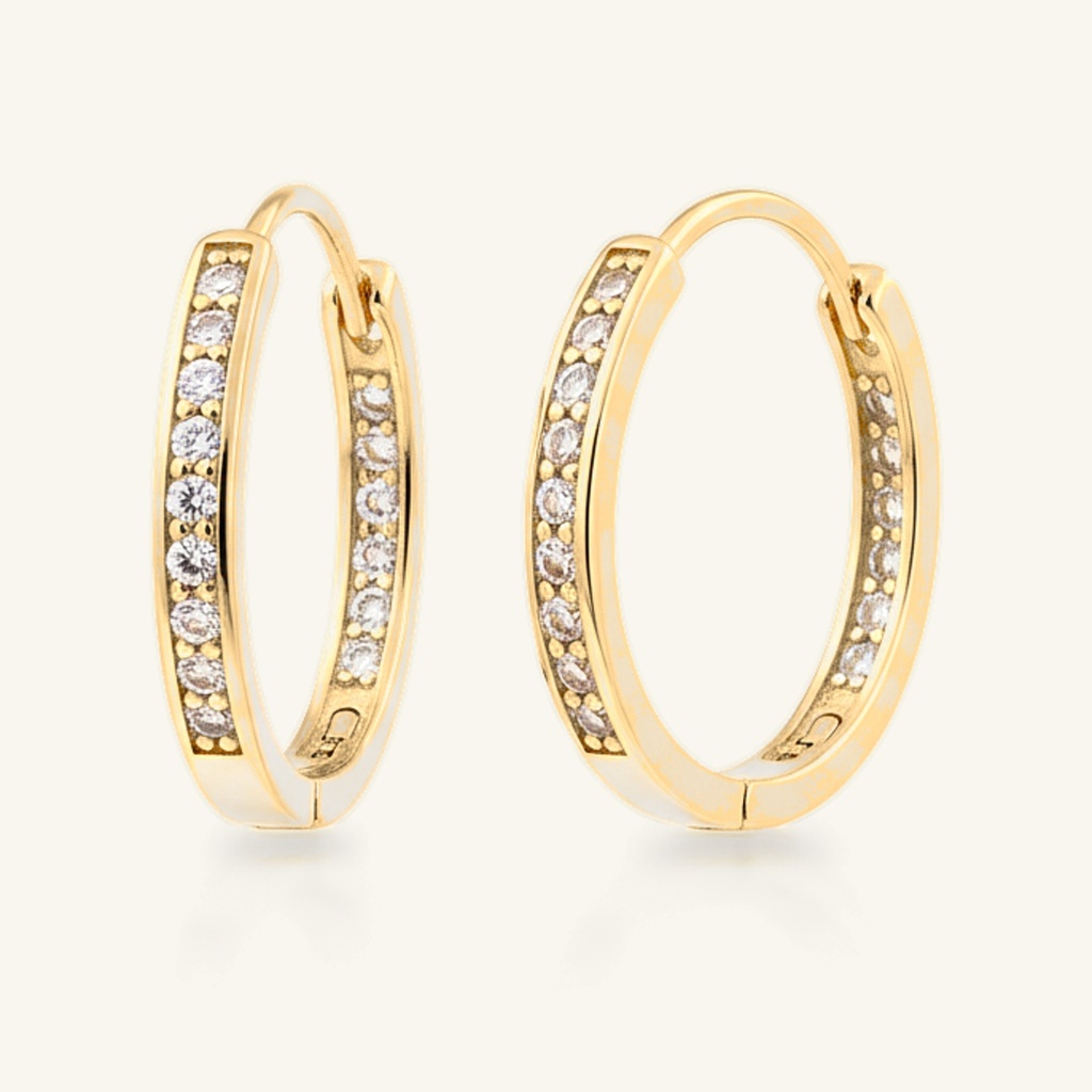 Arracadas Doble Hilera Cristales · Oro Laminado 18K