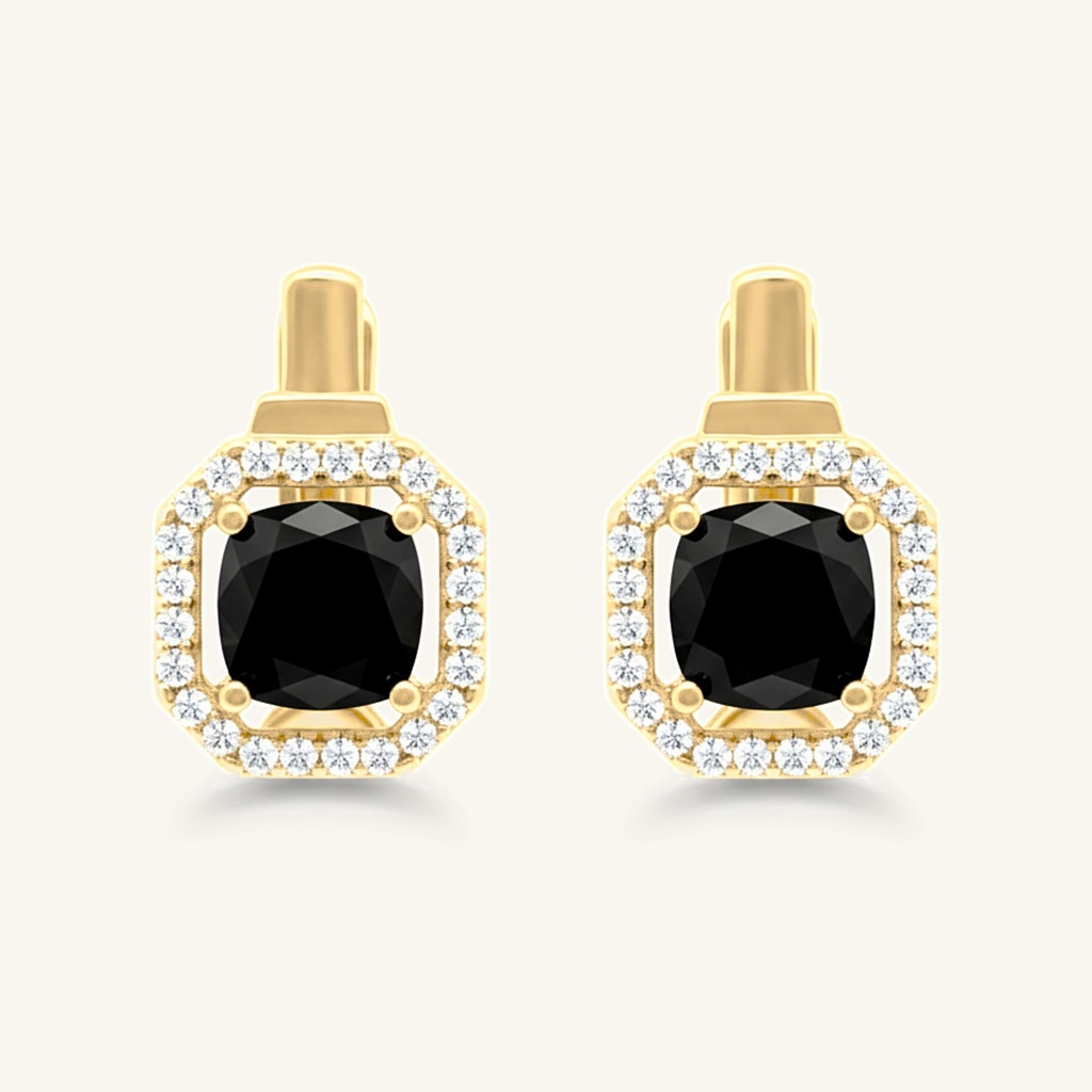 Aretes Octágono Ónix · Oro Laminado 18K