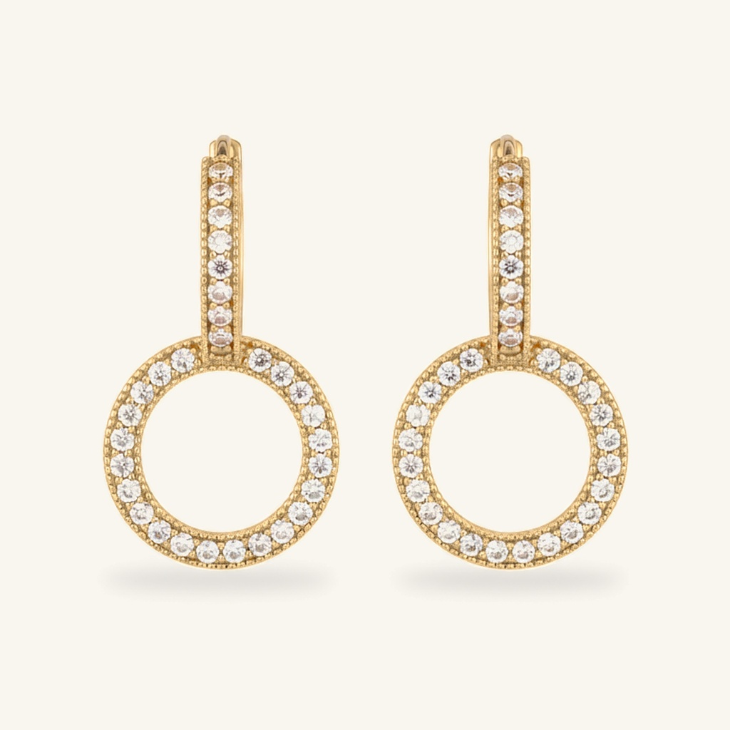 Huggies Círculo Cristal · Oro Laminado 18K