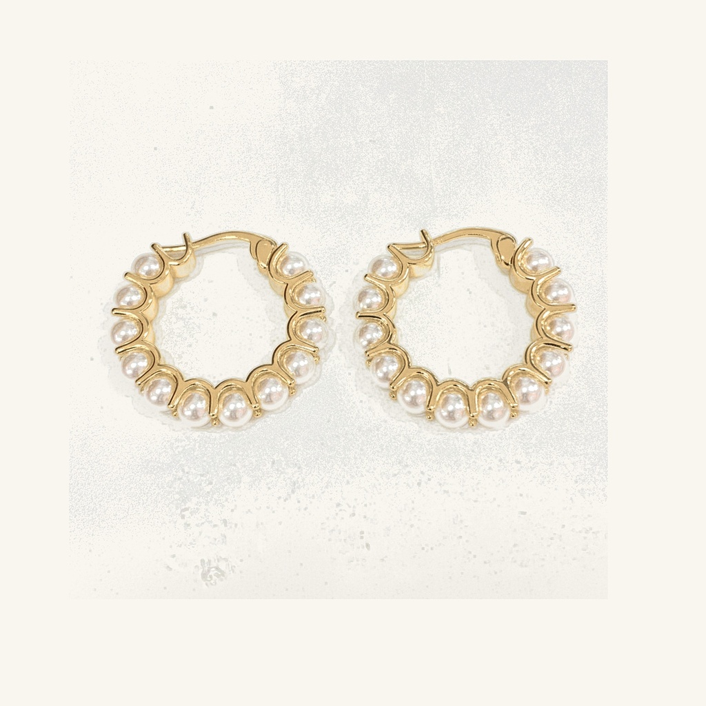 Arracadas Perla Redonda · Oro Laminado 18K